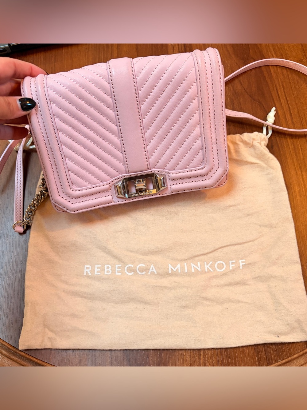 Rebecca Minkoff Pink Quilted Small Love Crossbody Bag